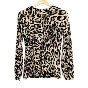 Ness Animal Print Long Sleeve Twist Front Size Medium